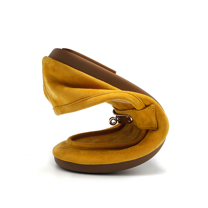 Mocassins en cuir suédé de mouton faits main avec boucle en métal à enfiler en 5 couleurs