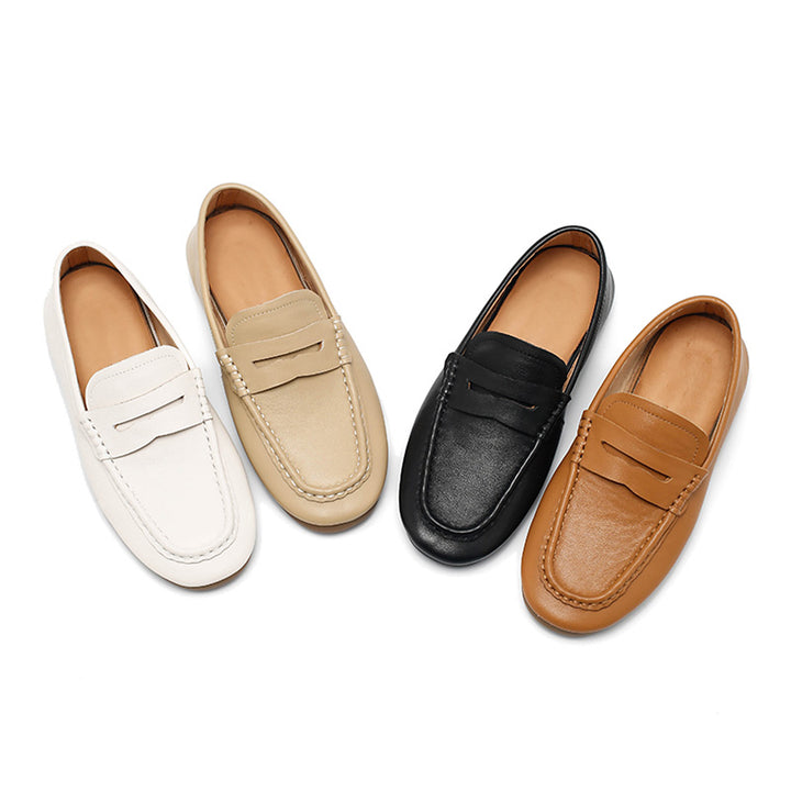 Mocassins en cuir de vache faits main à enfiler pour femmes en 4 couleurs