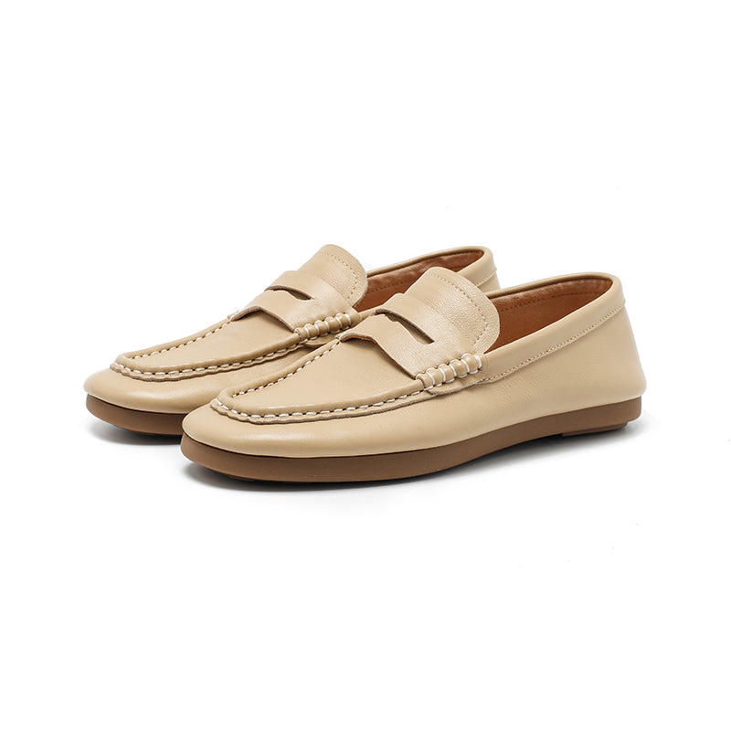Mocassins en cuir de vache faits main à enfiler pour femmes en 4 couleurs
