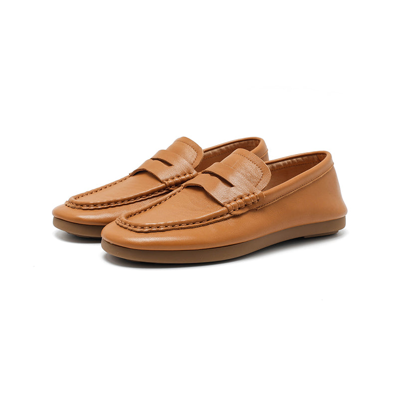 Mocassins en cuir de vache faits main à enfiler pour femmes en 4 couleurs