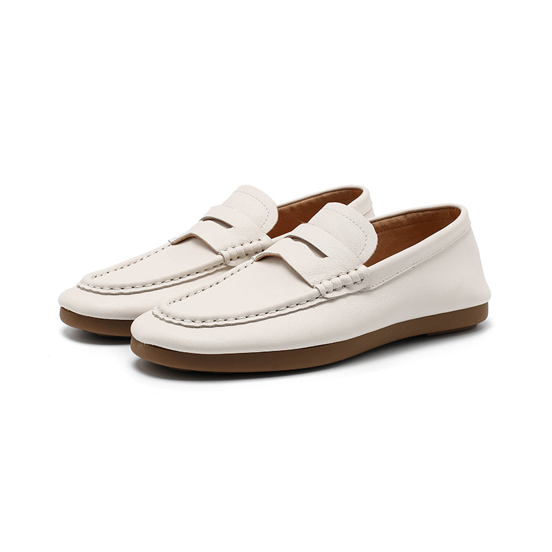 Mocassins en cuir de vache faits main à enfiler pour femmes en 4 couleurs