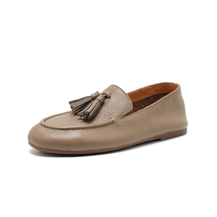 Mocassins en cuir de vache faits main avec franges à enfiler pour femmes en 4 couleurs