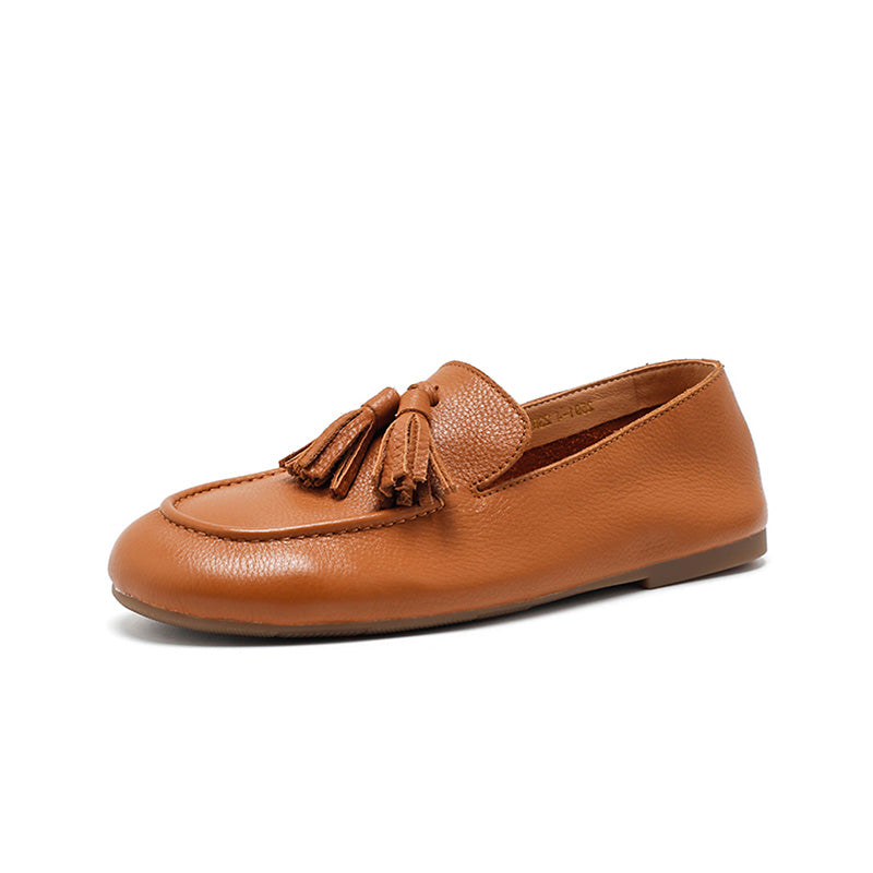 Mocassins en cuir de vache faits main avec franges à enfiler pour femmes en 4 couleurs