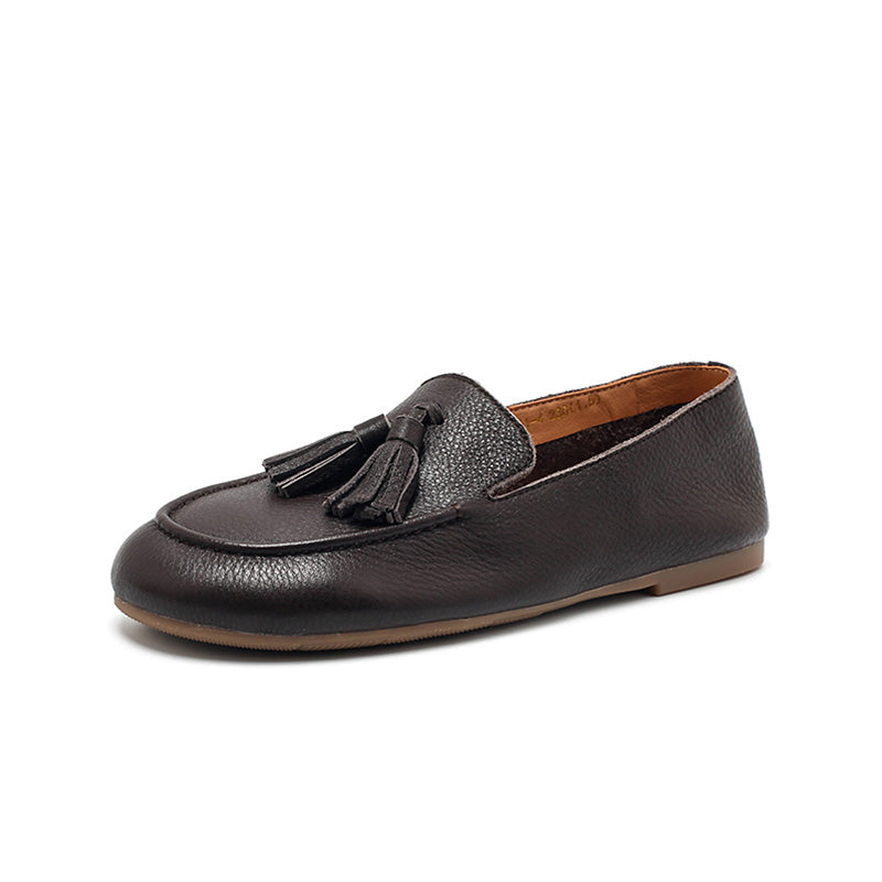Mocassins en cuir de vache faits main avec franges à enfiler pour femmes en 4 couleurs