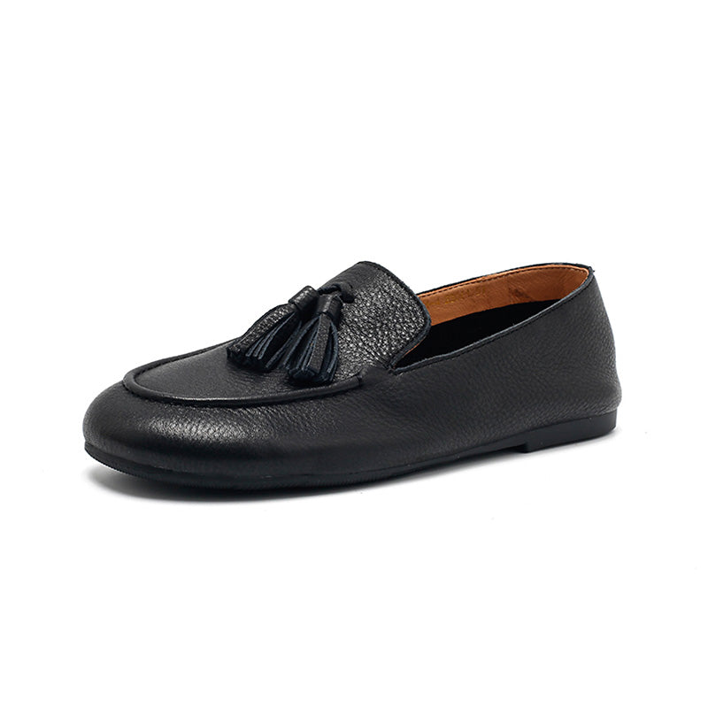 Mocassins en cuir de vache faits main avec franges à enfiler pour femmes en 4 couleurs