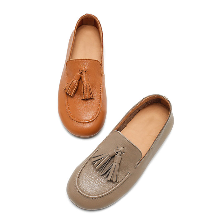 Mocassins en cuir de vache faits main avec franges à enfiler pour femmes en 4 couleurs