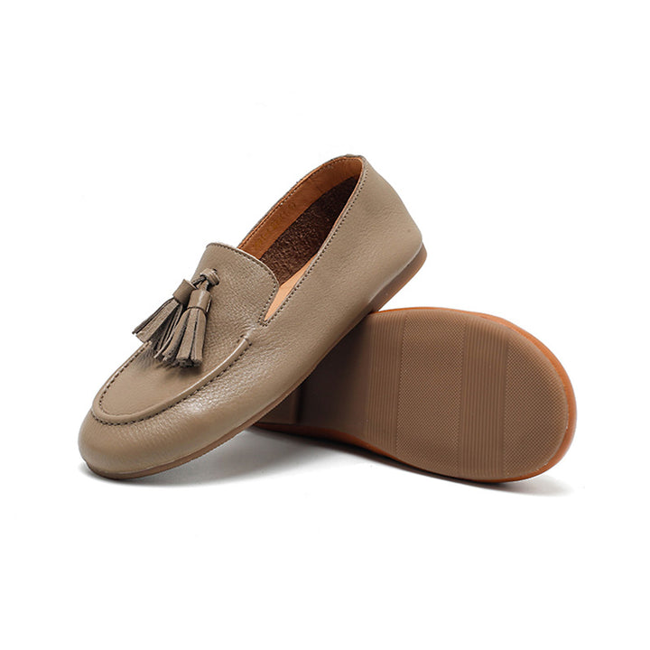 Mocassins en cuir de vache faits main avec franges à enfiler pour femmes en 4 couleurs