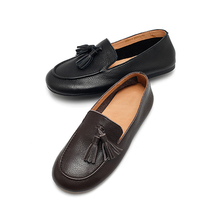 Mocassins en cuir de vache faits main avec franges à enfiler pour femmes en 4 couleurs