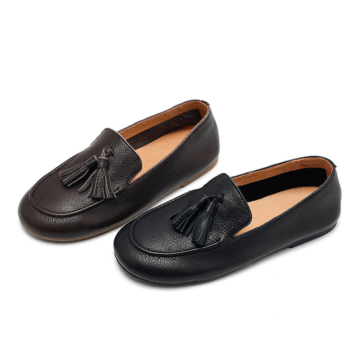 Mocassins en cuir de vache faits main avec franges à enfiler pour femmes en 4 couleurs