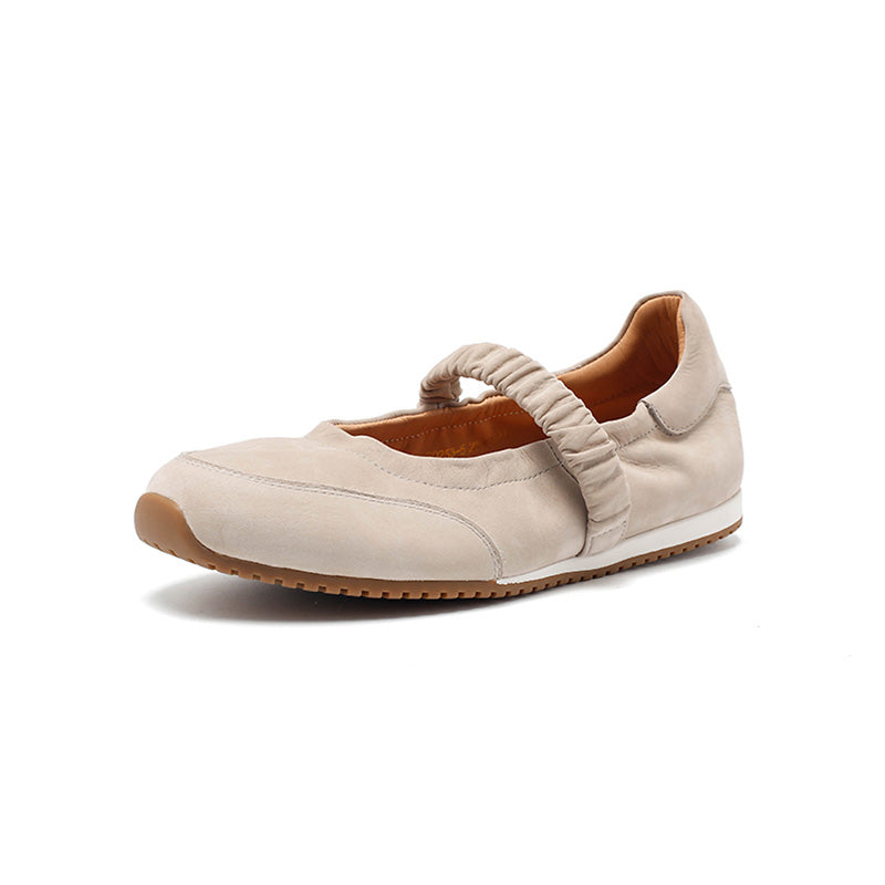 Baskets Mary Jane en cuir nubuck faites main avec sangle élastique en 4 couleurs