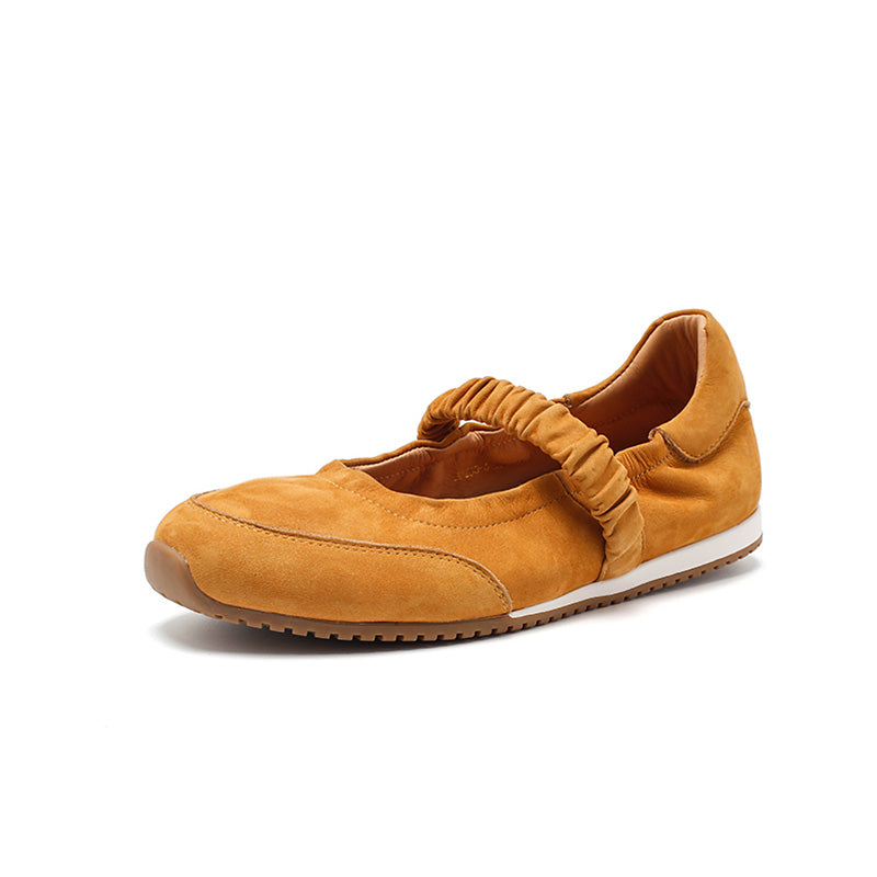 Baskets Mary Jane en cuir nubuck faites main avec sangle élastique en 4 couleurs