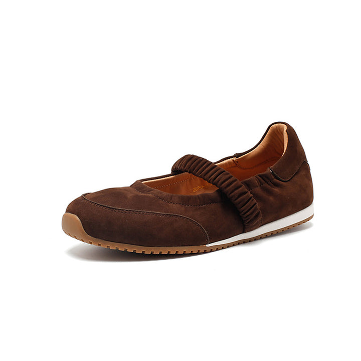Baskets Mary Jane en cuir nubuck faites main avec sangle élastique en 4 couleurs