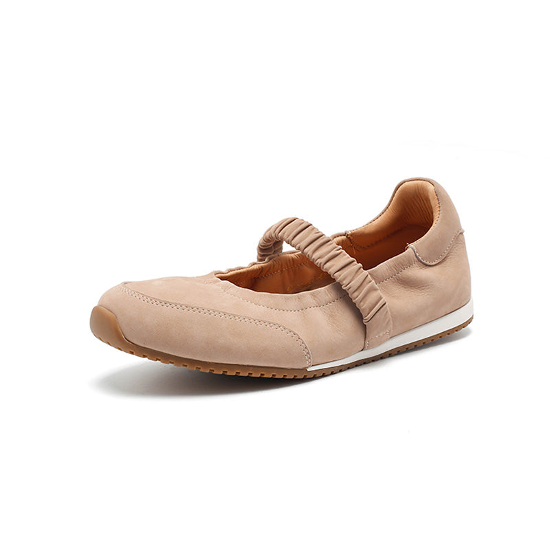 Baskets Mary Jane en cuir nubuck faites main avec sangle élastique en 4 couleurs