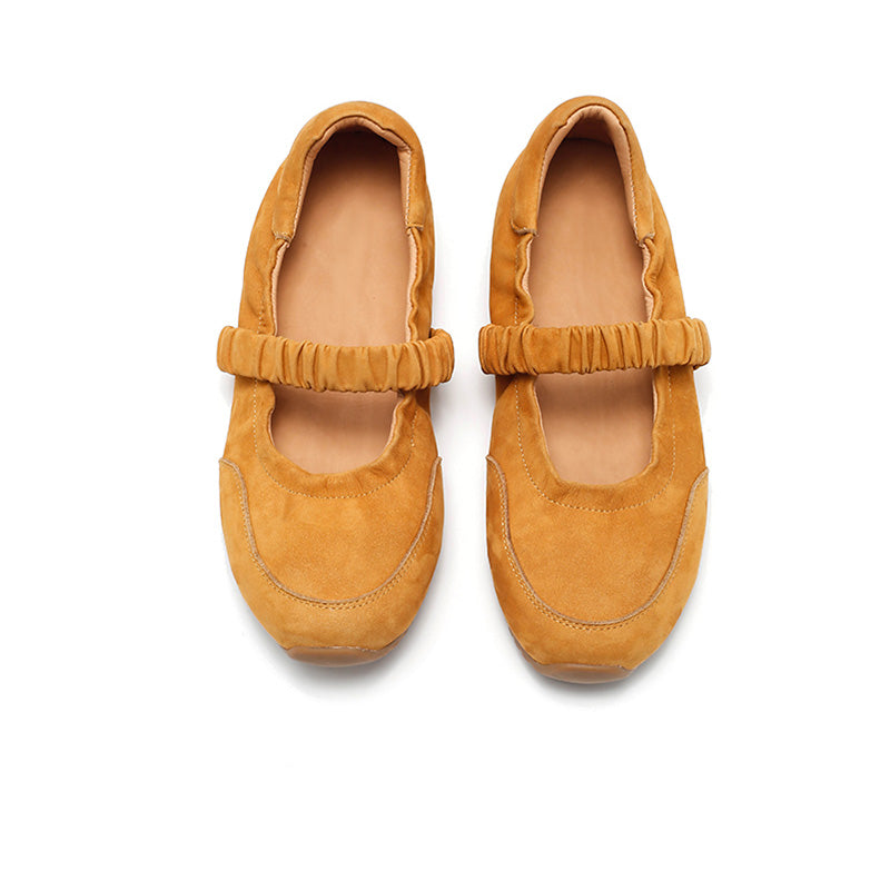 Baskets Mary Jane en cuir nubuck faites main avec sangle élastique en 4 couleurs