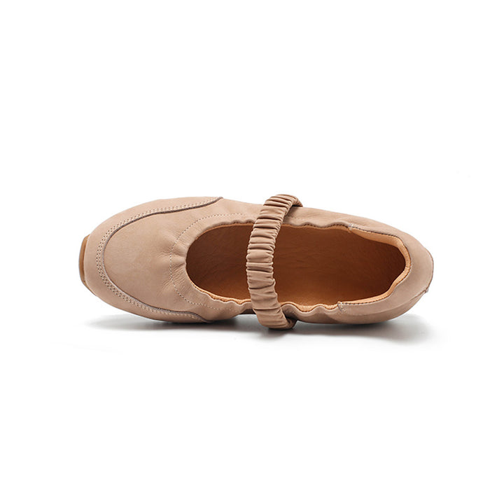 Baskets Mary Jane en cuir nubuck faites main avec sangle élastique en 4 couleurs