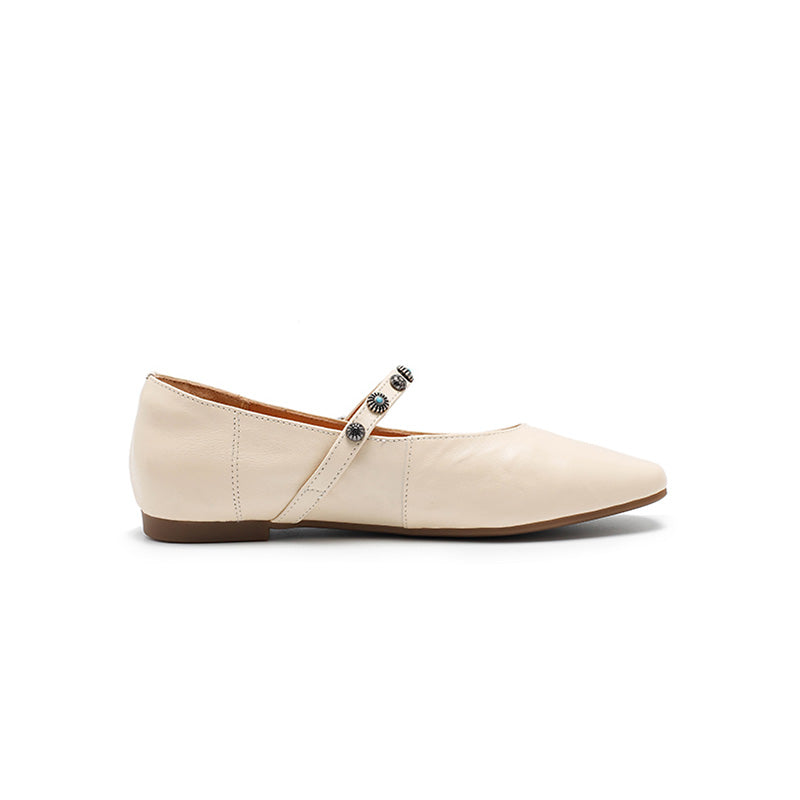 Ballerines Mary Jane élégantes en cuir de mouton faites main pour femmes en café/beige/noir