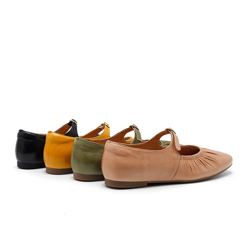 Ballerines Mary Jane en cuir de mouton souple faites main pour femmes en 5 couleurs