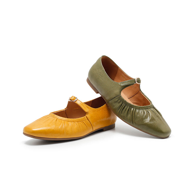 Ballerines Mary Jane en cuir de mouton souple faites main pour femmes en 5 couleurs
