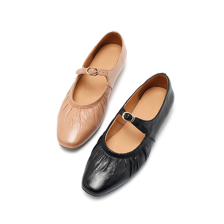 Ballerines Mary Jane en cuir de mouton souple faites main pour femmes en 5 couleurs