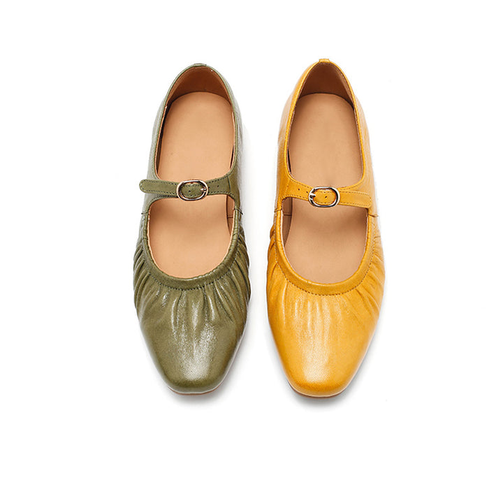 Ballerines Mary Jane en cuir de mouton souple faites main pour femmes en 5 couleurs