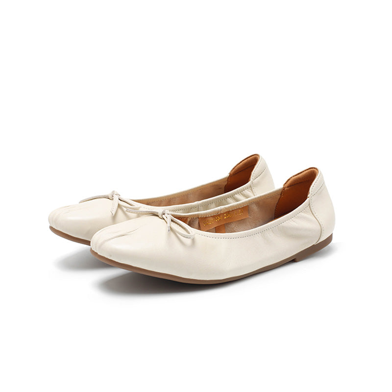 Ballerines en cuir souple faites main pour femmes en noir/jaune/blanc