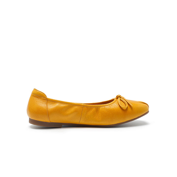 Ballerines en cuir souple faites main pour femmes en noir/jaune/blanc