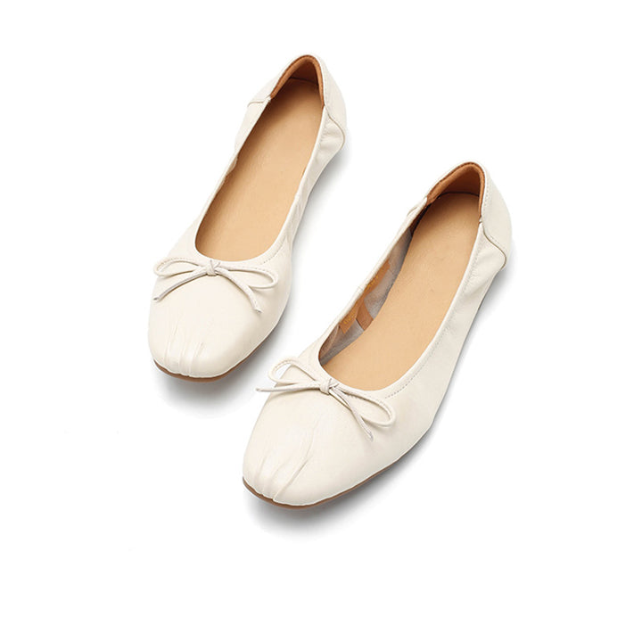 Ballerines en cuir souple faites main pour femmes en noir/jaune/blanc