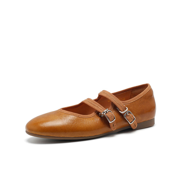 Ballerines Mary Jane en peau de mouton faites à la main pour femmes en champagne/noir/bleu/jaune