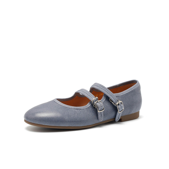 Ballerines Mary Jane en peau de mouton faites à la main pour femmes en champagne/noir/bleu/jaune