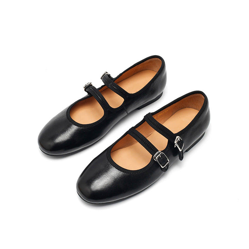 Ballerines Mary Jane en peau de mouton faites à la main pour femmes en champagne/noir/bleu/jaune