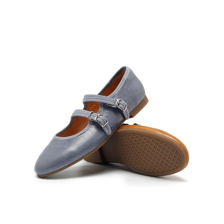 Ballerines Mary Jane en peau de mouton faites à la main pour femmes en champagne/noir/bleu/jaune
