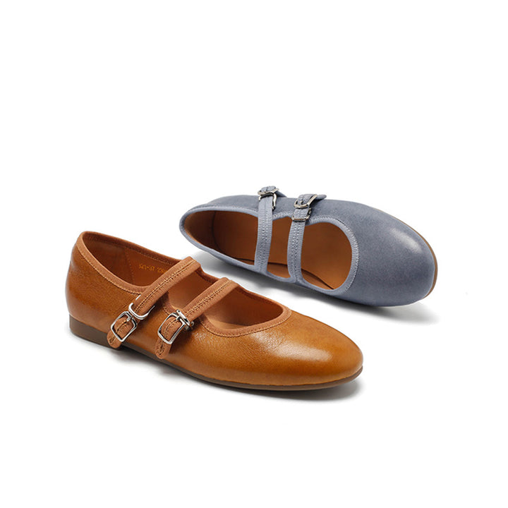 Ballerines Mary Jane en peau de mouton faites à la main pour femmes en champagne/noir/bleu/jaune