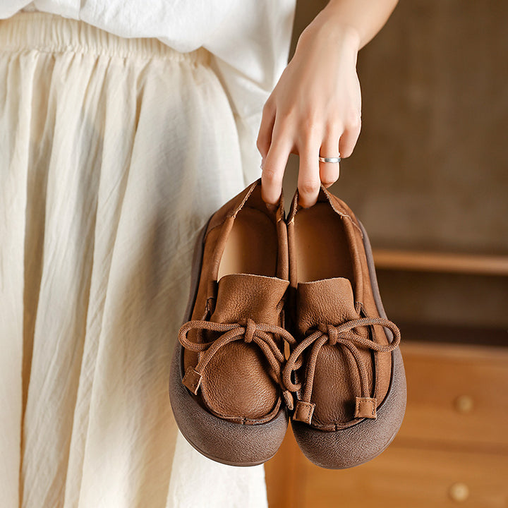 Mocassins décontractés à plateforme en cuir souple à enfiler pour femmes en jaune/beige/marron