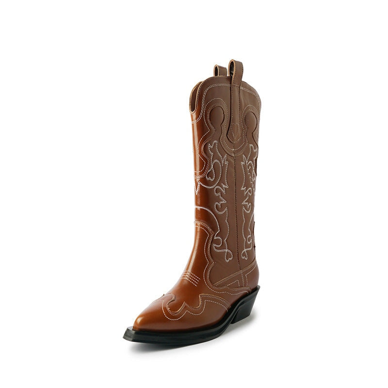 dwarves1402-52 Boots 5 Brown Tall Leather Lined