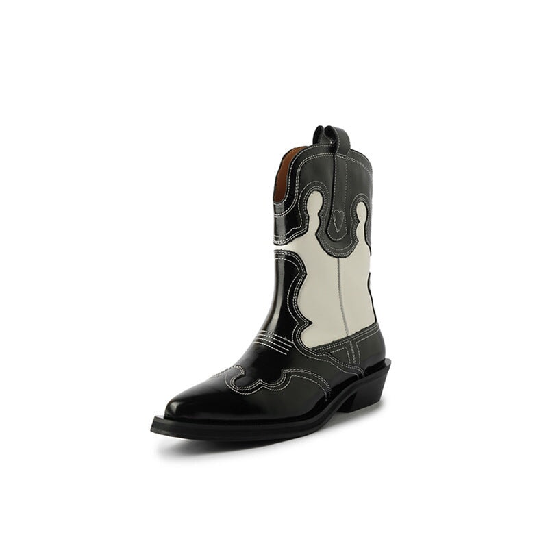 dwarves1402-54 Boots 5 Black-White Leather Lined