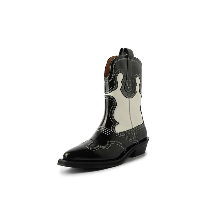dwarves1402-54 Boots 5 Black-White Leather Lined