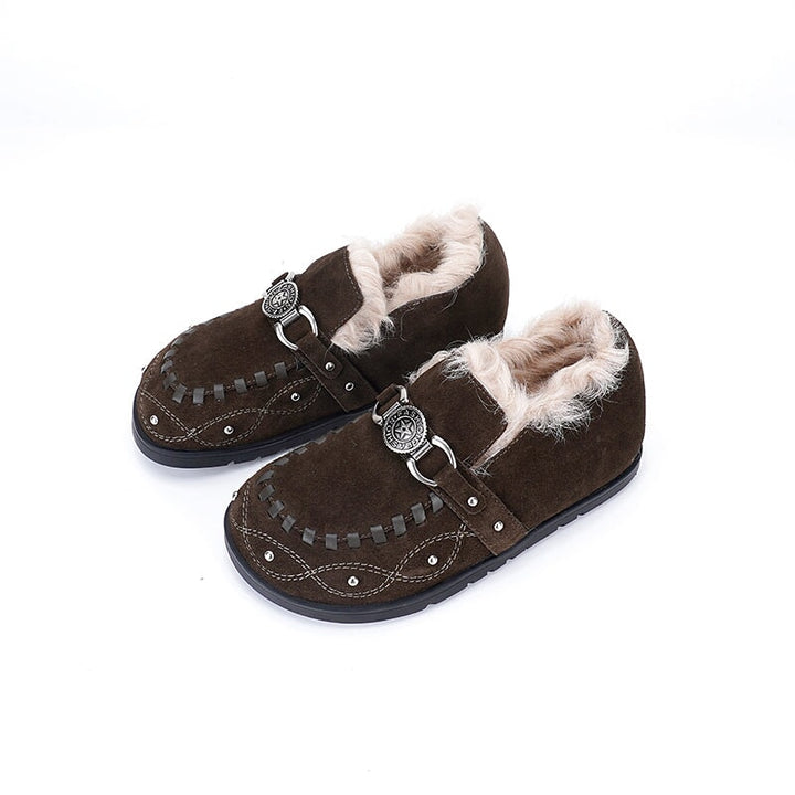dwarves1595-1 Loafers 5 Coffee Curly Wool
