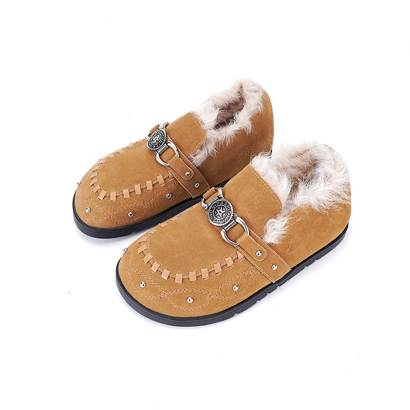 dwarves1595-2 Loafers 5 Apricot Curly Wool