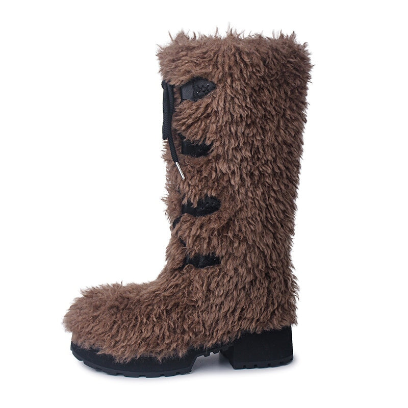 dwarves1724-1 Boots 5 Brown Wool Blend