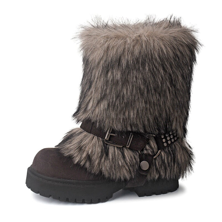 dwarves1727-2 Boots 5 Black Long Plush