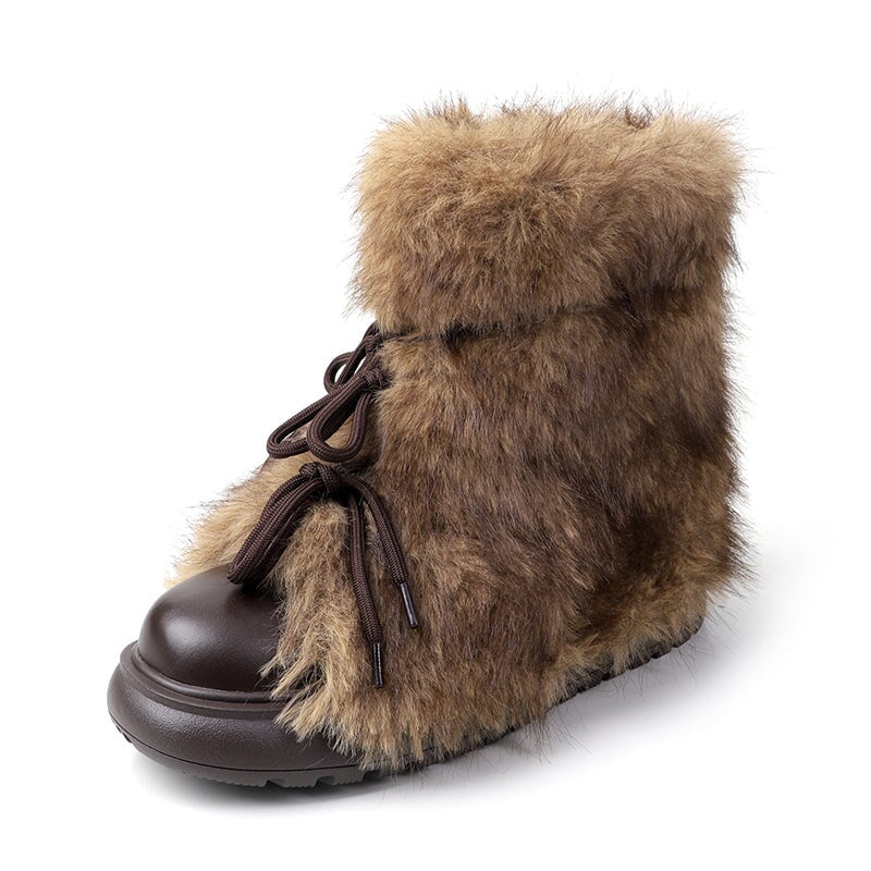 dwarves1832-1 Boots 5 Dark Brown Faux Fur