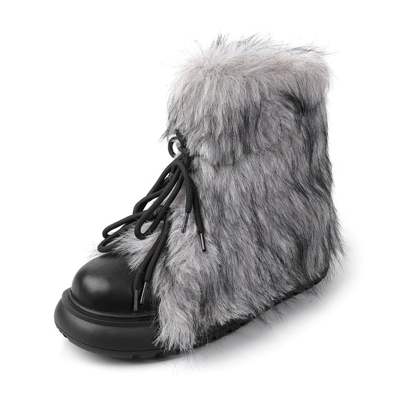 dwarves1832-2 Boots 5 Black Faux Fur
