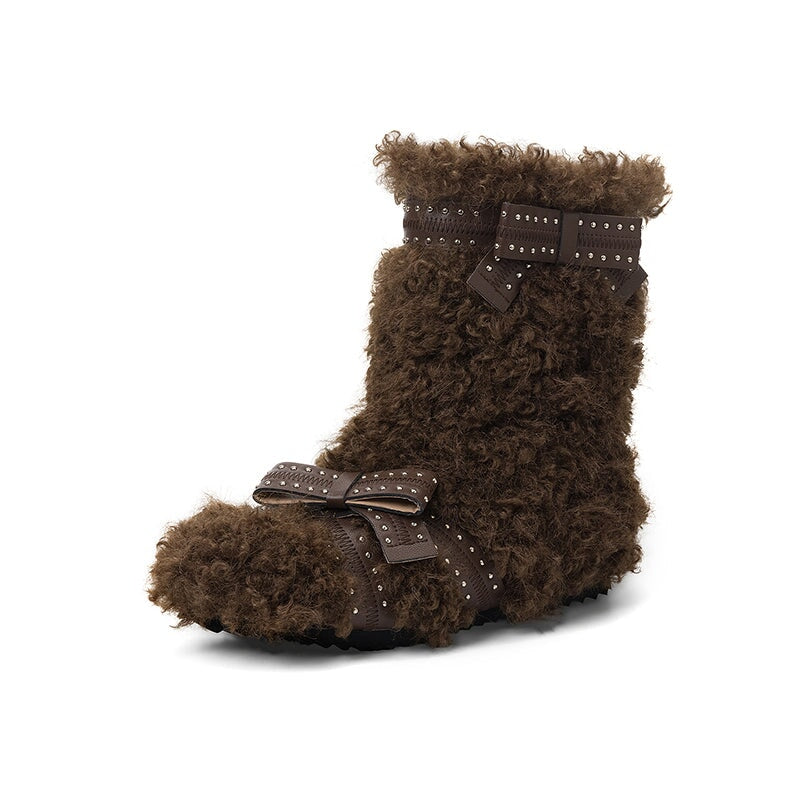 dwarves1835-1 Boots 5 Brown Faux Fur