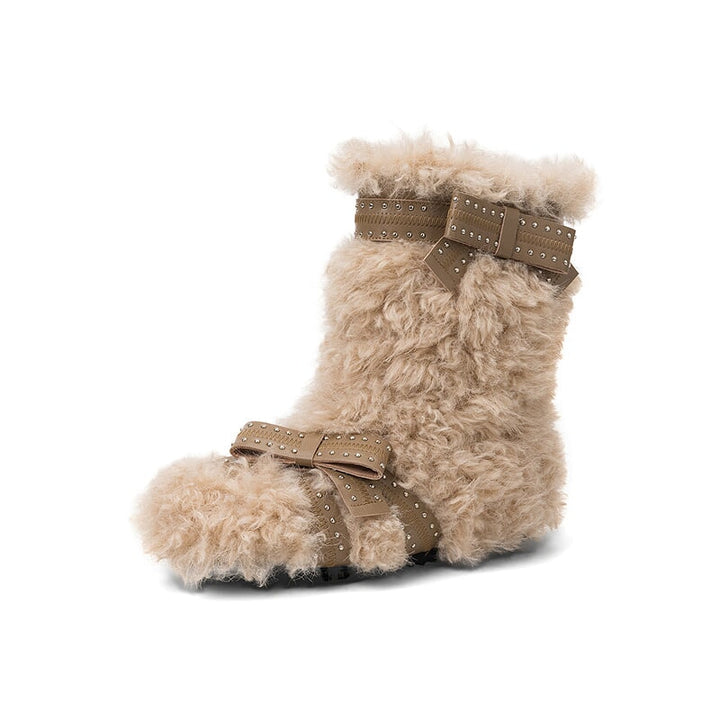 dwarves1835-2 Boots 5 Apricot Faux Fur