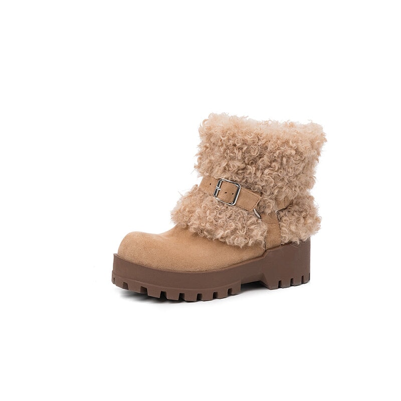 dwarves1836-1 Boots 5 Apricot Wool blend