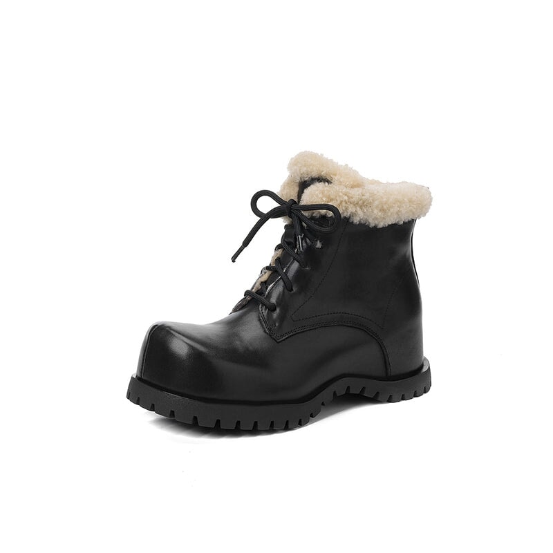 dwarves1922-1 Boots 5 Black Faux Lambswool