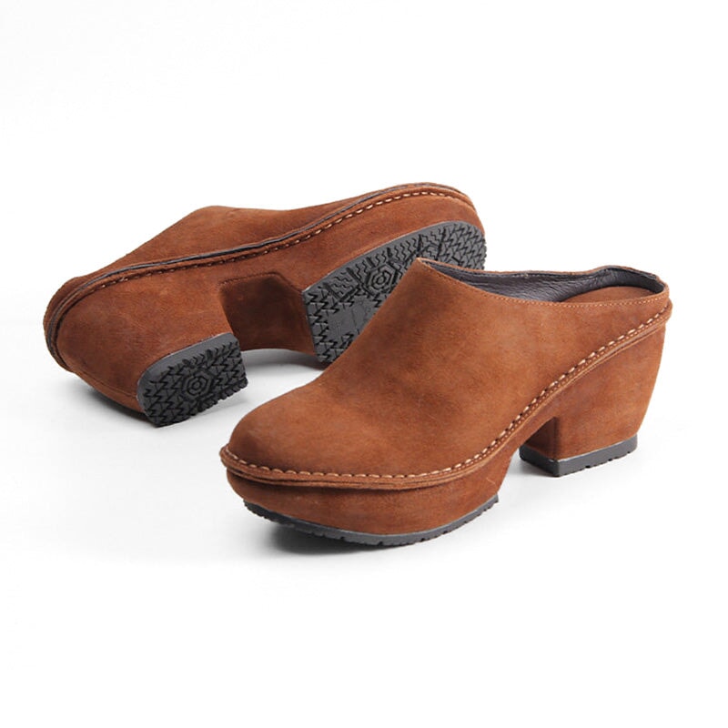 dwarves2547-1 Platforms 5.5 Brown Nubuck Cow Leather