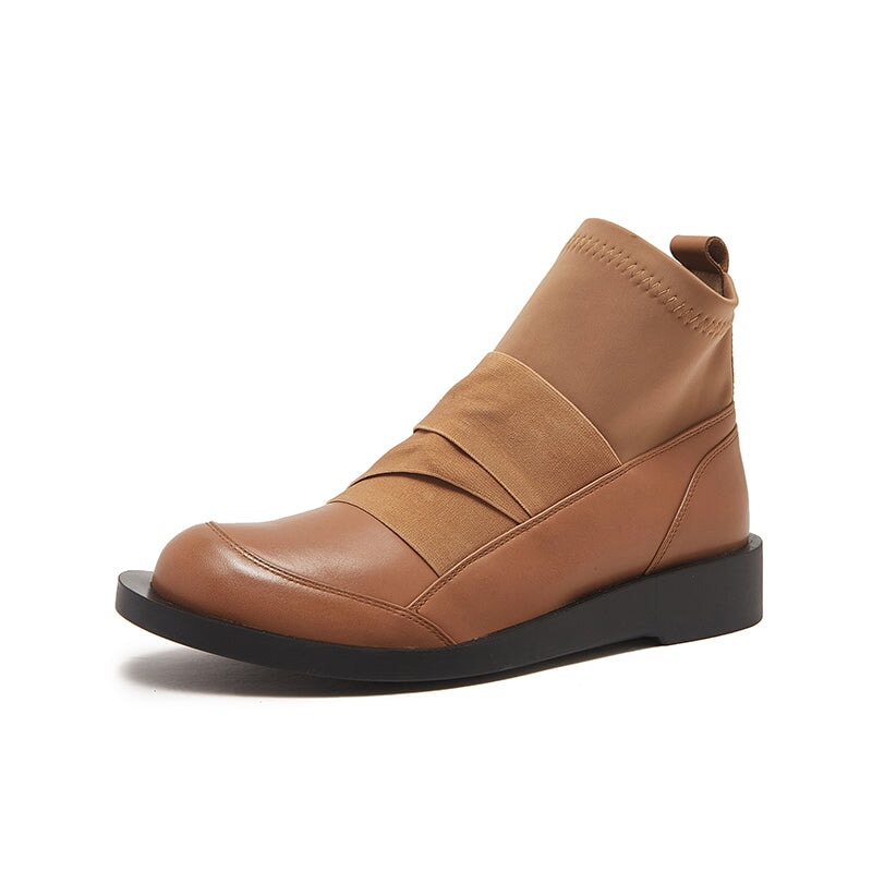 Soft Leather Flat Boots Elastic Band Ankle Boots Designer Stretch Boot â Dwarves Shoes