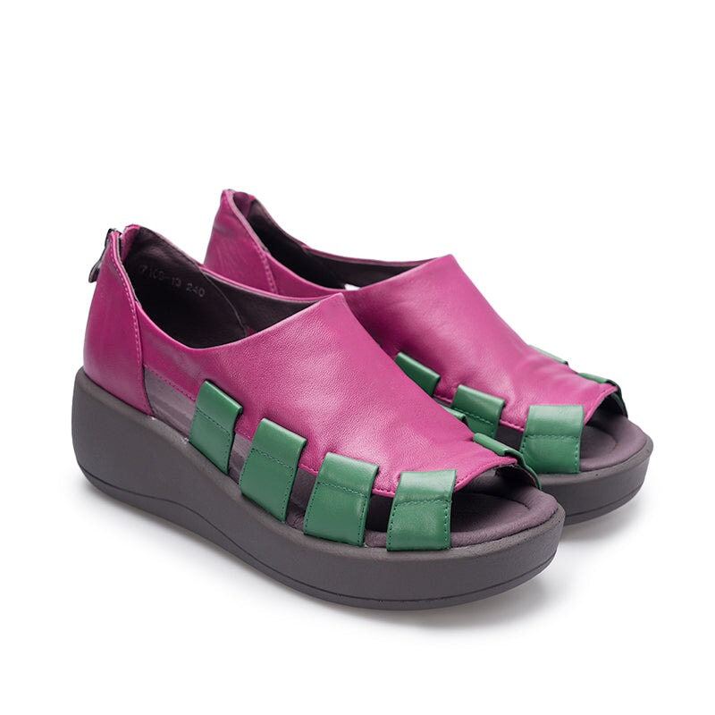 dwarves2996-50 Sandals 5 Rose Red and Green