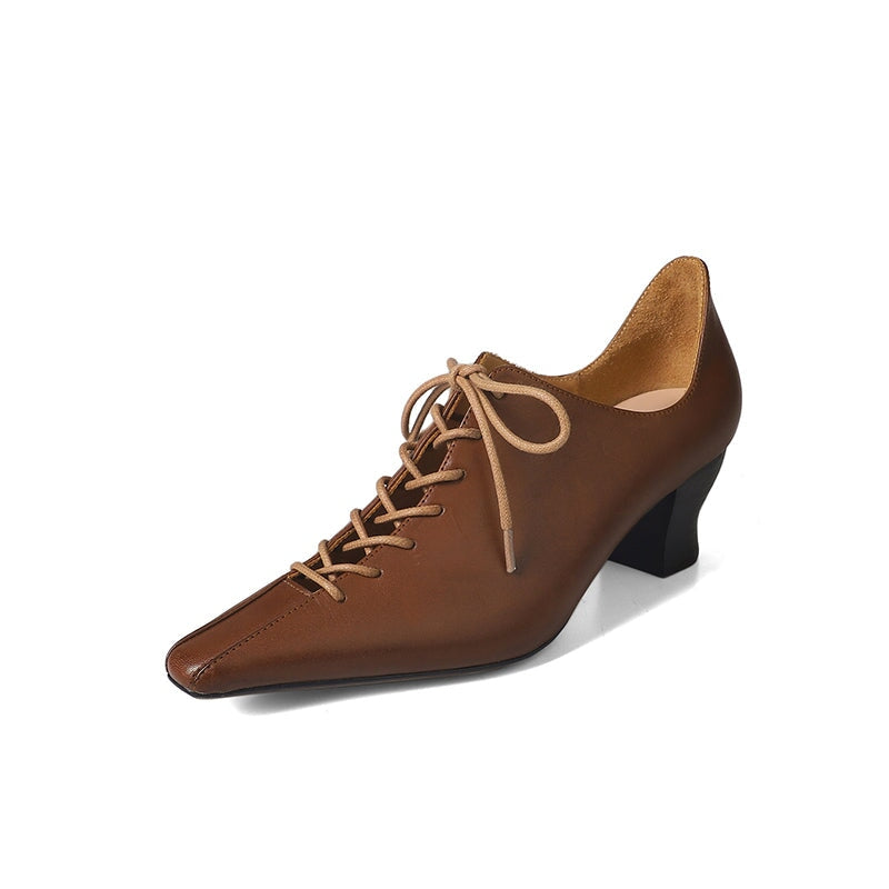 dwarves3097-1 Oxfords &amp; Tie 5.5 Brown is Horse Leather